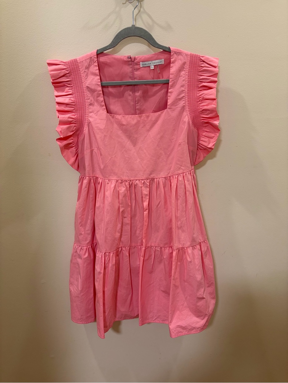 English Factory Pink Tiered Ruffle Sleeve Tunic Top